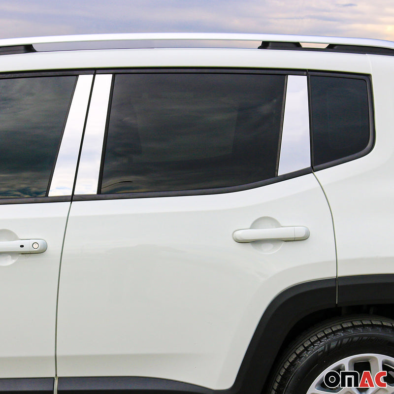 Window Pillar Posts Door Trim Cover for Jeep Renegade 2015-2024 Steel Silver 6x