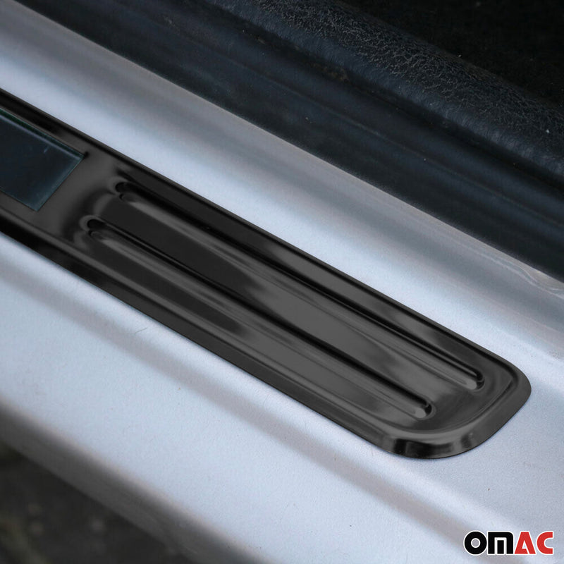 Black Chrome Illuminated Exclusive Door Sill Cover Scuff Plate S.Steel 4 Pcs