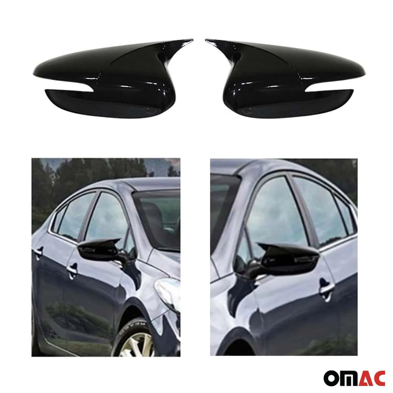 2014-2018 Kia Forte Side Mirror Cover Caps Sedan Piano Black 2 Pcs