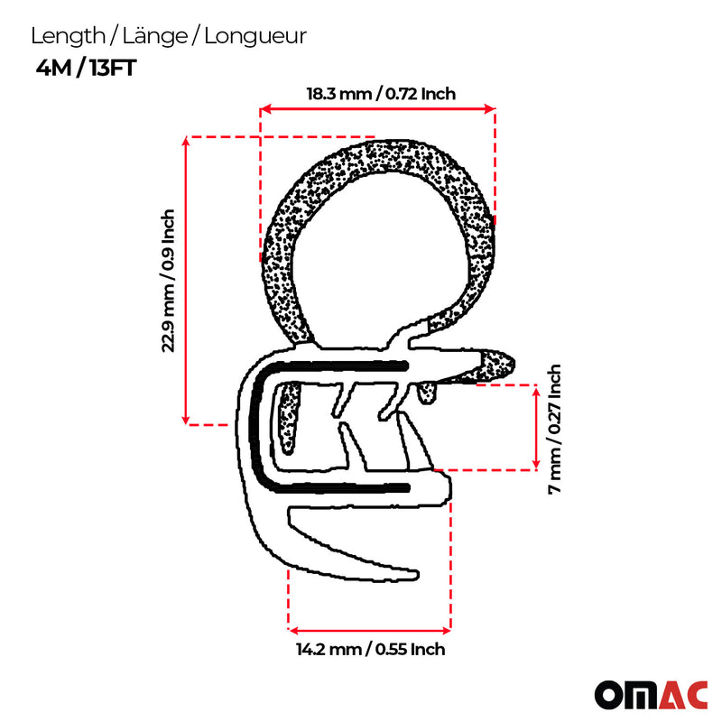 2003-2009 Kia Sorento Weatherstrip Door Rubber Insulation Strip 13ft