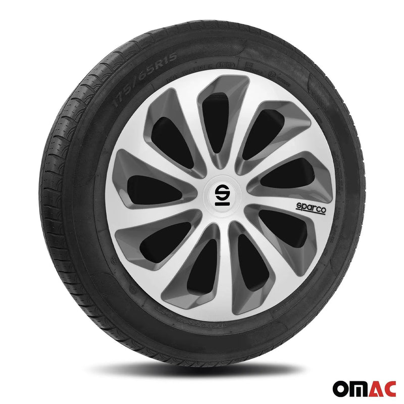 Sicilia Hub Caps Wheel Cover 16" Silver & Grey Full Set 4 pcs.