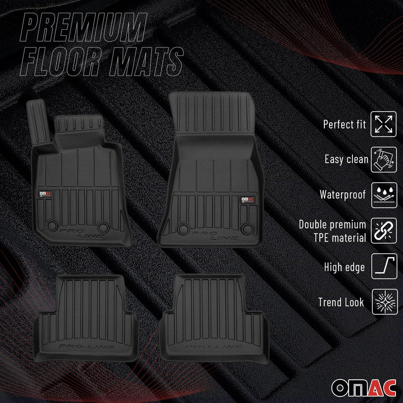 2022-2025 BMW i4 Gran Coupe / BMW 4 Series G26 Gran Coupe Premium Floor Mats Liners Full Set All Weather Heavy Duty Black