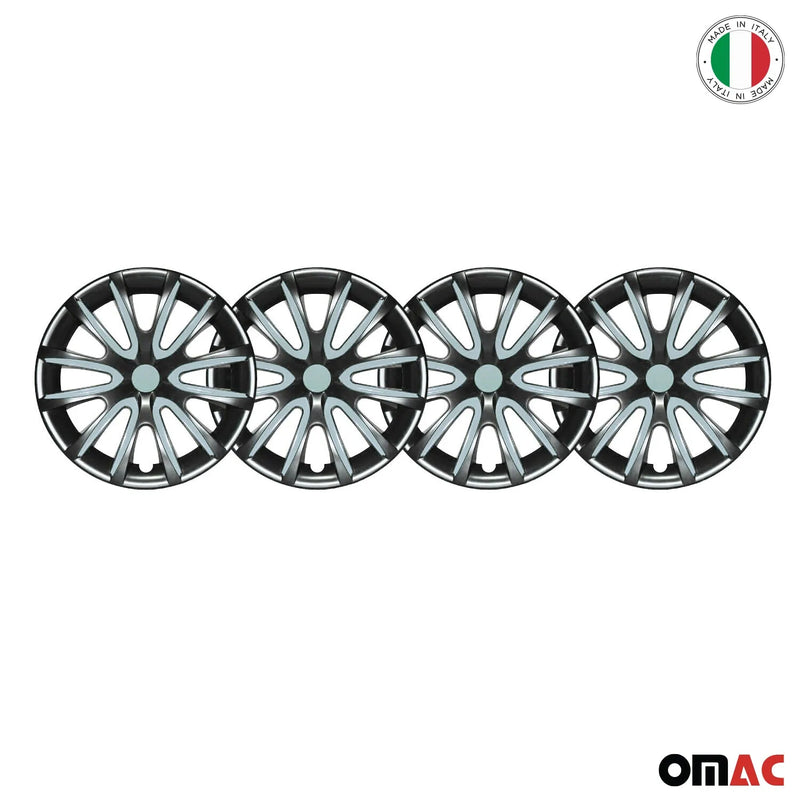 Bicolo Hub Caps Wheel Cover 14" Black & Hell Blue Full Set 4 pcs.