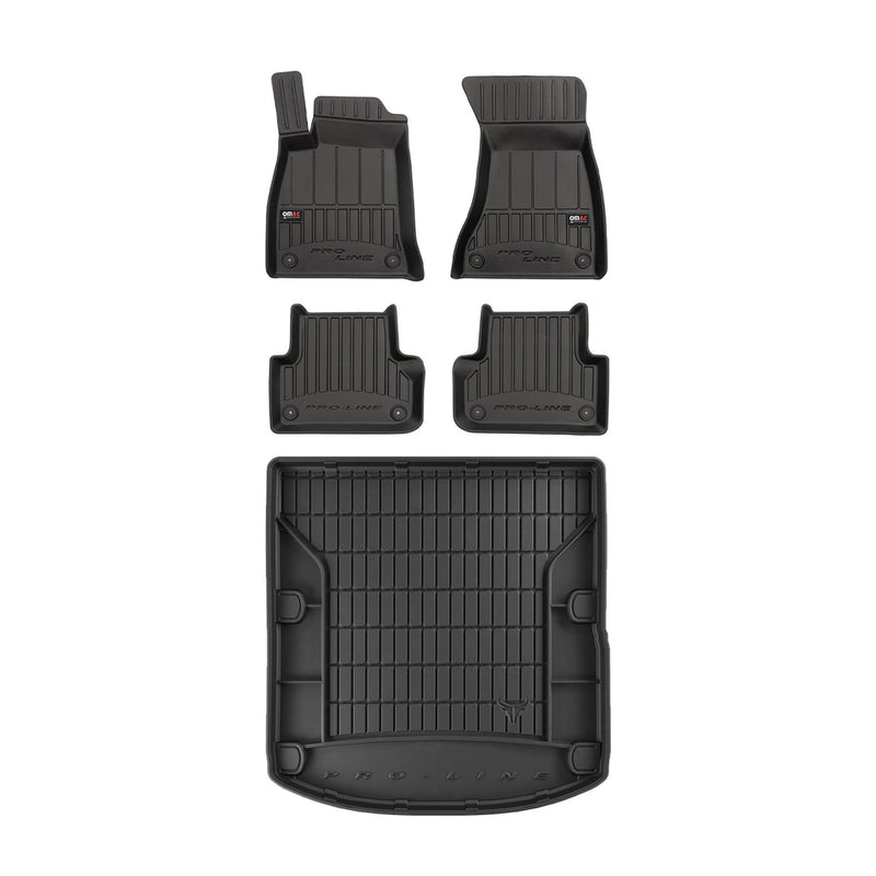 OMAC Premium Floor Mats & Cargo Liners for Audi A4 Sedan 2017-2024 Black 5 Pcs