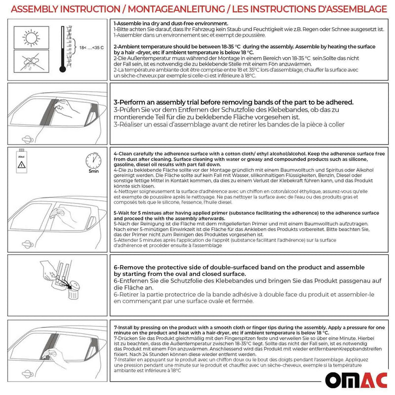 2016-2019 Opel Mokka X Window B Pillar Posts Door Trim Cover S. Steel 6x