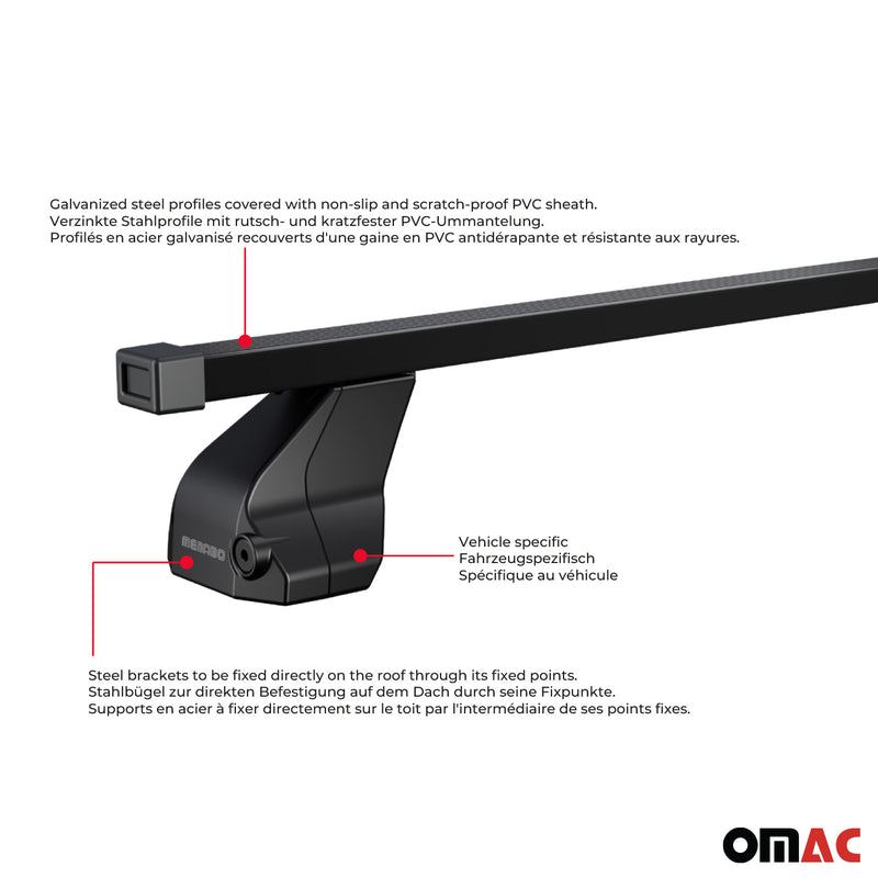 2012-2017 Tesla Model S Roof Rack Cross Bars Black