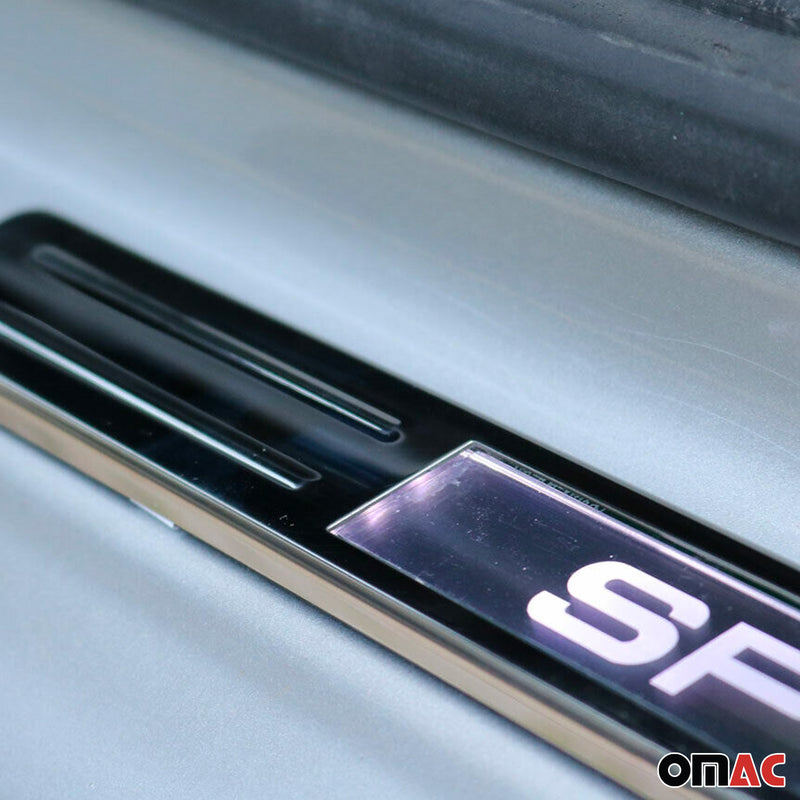 Genesis G90 GV80 Door Sill Scuff Plate Illuminated Sport Steel Silver 4 Pcs