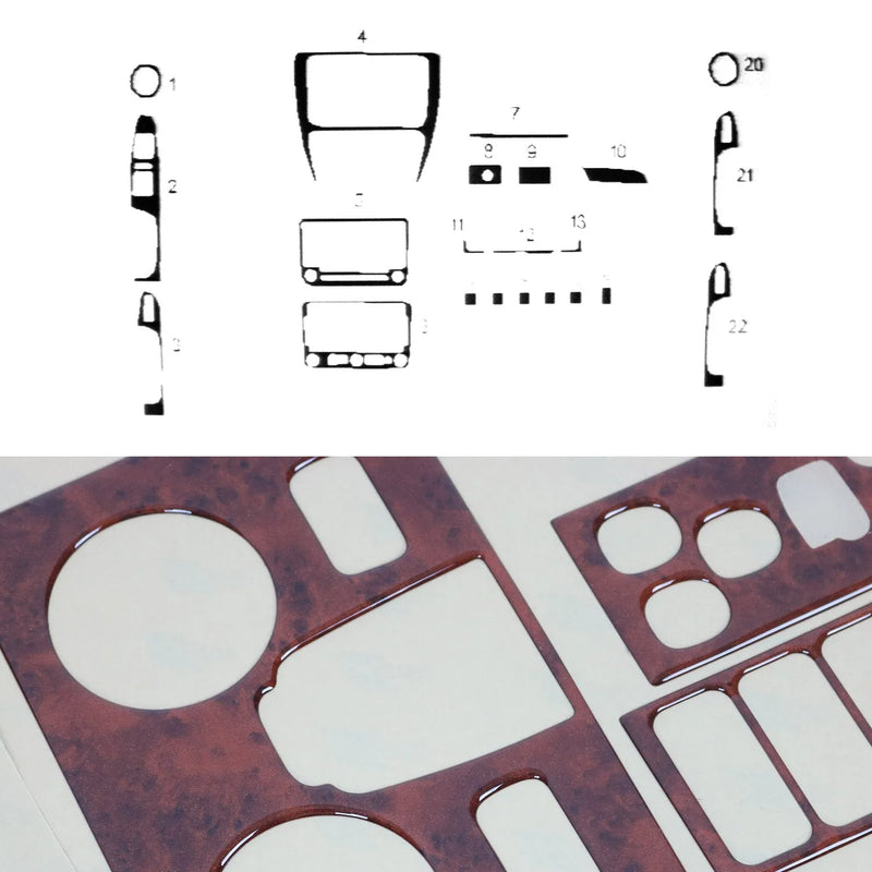 2011-2014 VW Jetta A6 Wooden Look Dashboard Console Trim Kit 22 Pcs