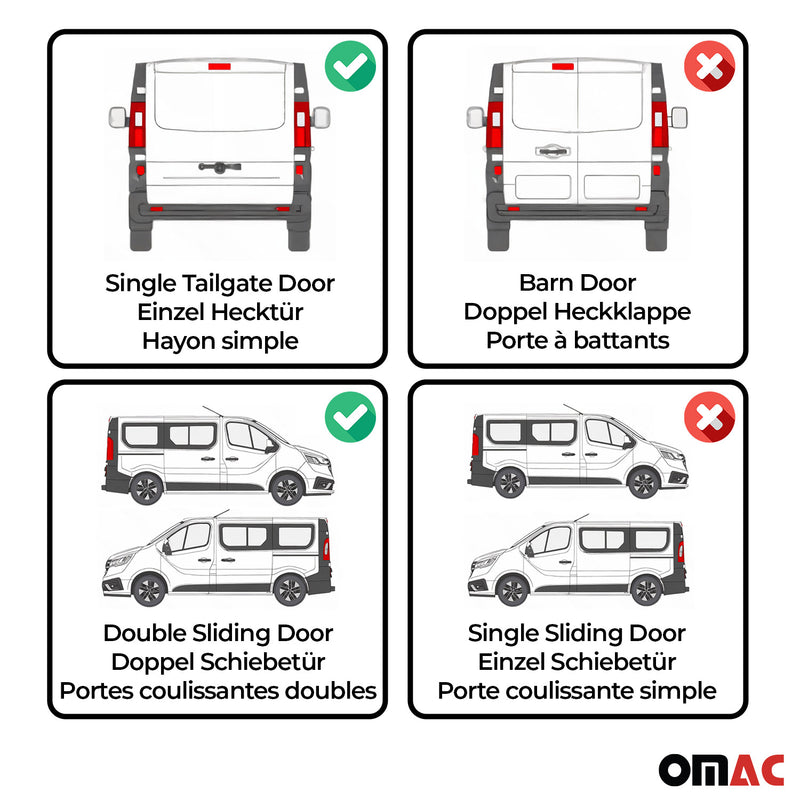 Side Curtain Behind The Driver 1x Sliding Door 1x Barn Door for VW Eurovan 92-03