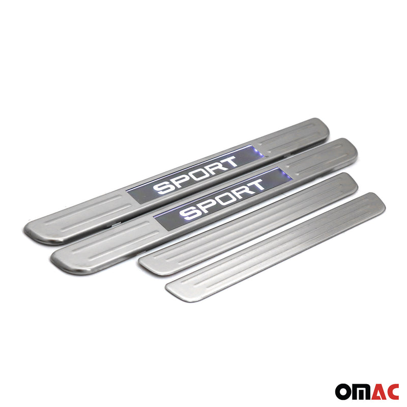 Nissan Door Sill Scuff Plate Illuminated Steel Silver 4 Pcs