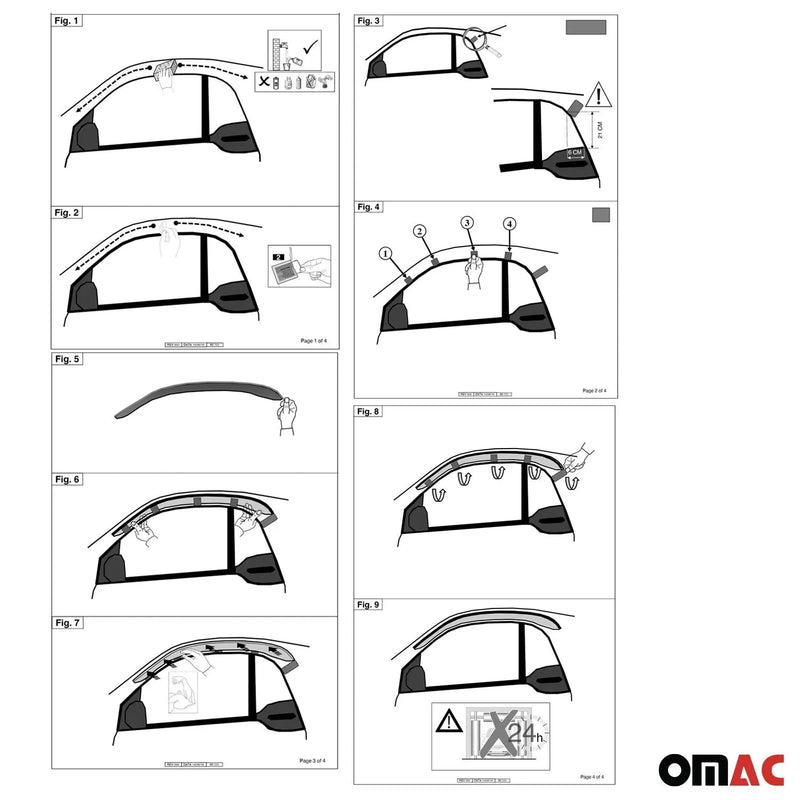 2016-2017 Smart ForTwo Window Visor Vent Rain Deflector 2Pcs Smoke