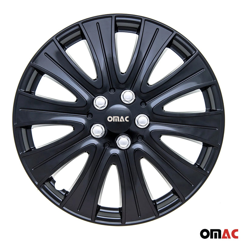 Pisa Hub Caps Wheel Cover 14" Gloss Black & Grey Full Set 4 pcs.