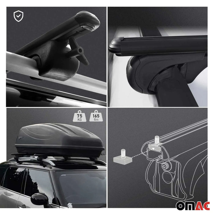 Lockable Roof Racks Luggage Carrier for RAM ProMaster City 2015-2022 Alu Black