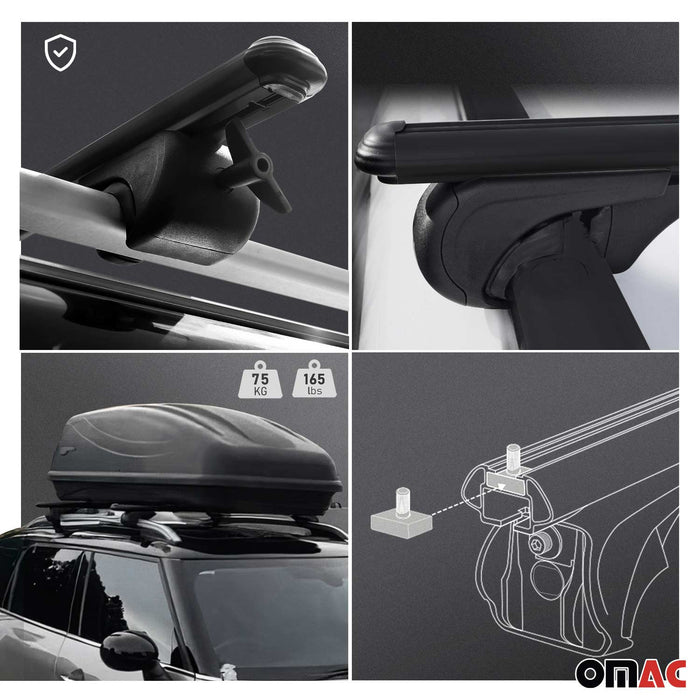 Lockable Roof Rack Cross Bars Luggage Carrier for Audi A4 Wagon 2008-2012 Black