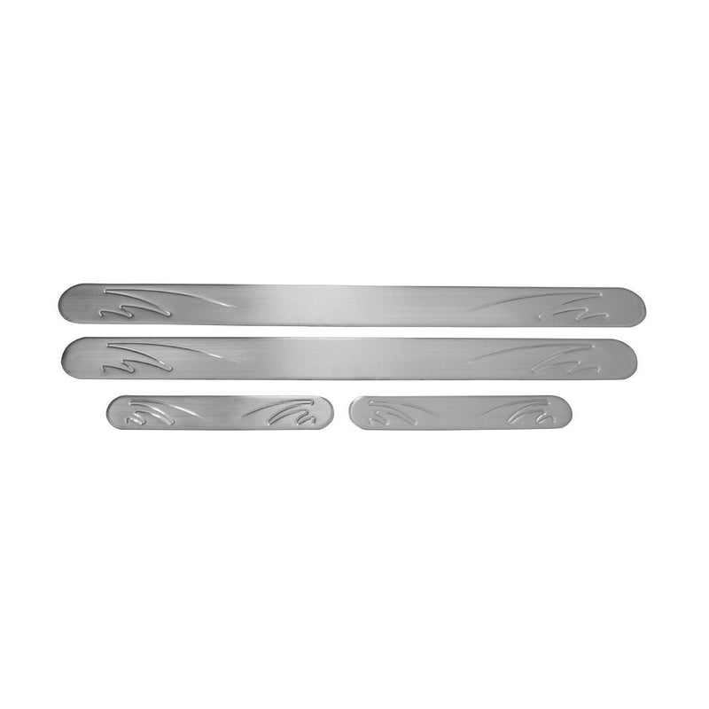 GMC Door Sill Scuff Plate Scratch Protector Steel Silver Wave 4 Pcs