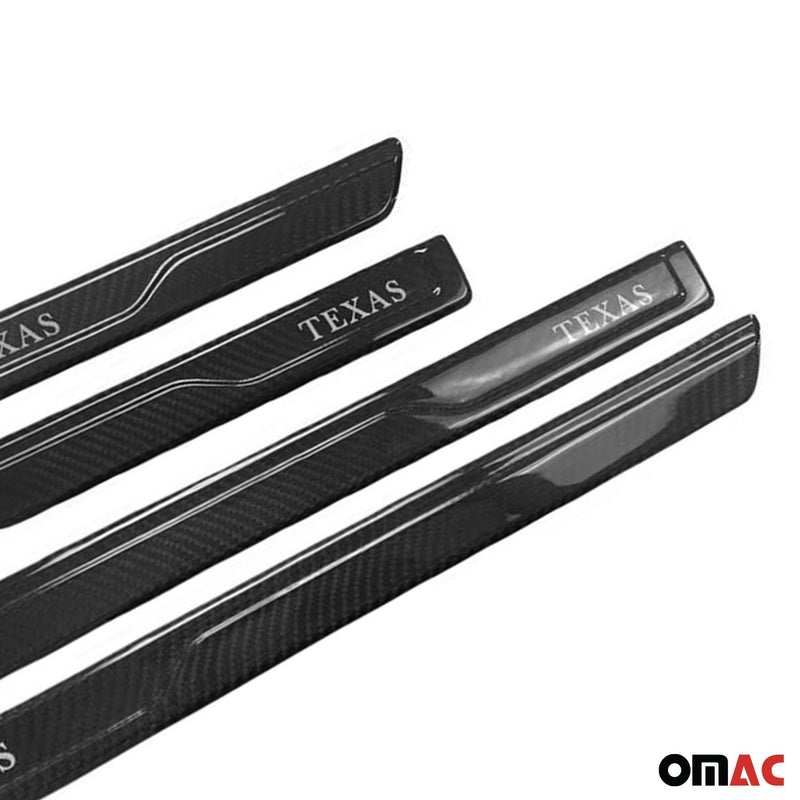 Dodge Door Sill Scuff Plate Scratch Protector Carbon Fiber Black 4 Pcs