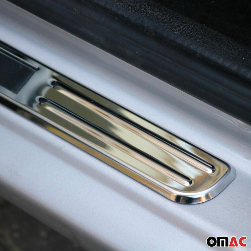 Door Sill Scuff Plate Illuminated for Audi A6 S6 RS6 Exclusive Steel Silver 4x