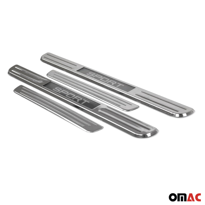 VW Golf Tiguan Door Sill Scuff Plate Illuminated Sport Steel Silver 4 Pcs