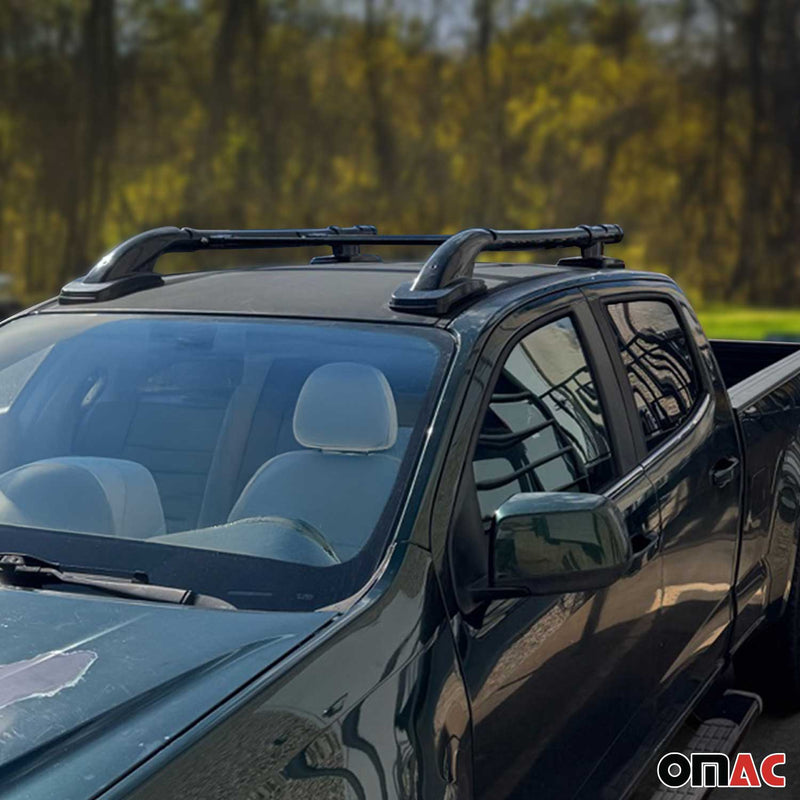 2015-2022 GMC Canyon II Top Roof Rack Side Rails Black Alu 4Pcs