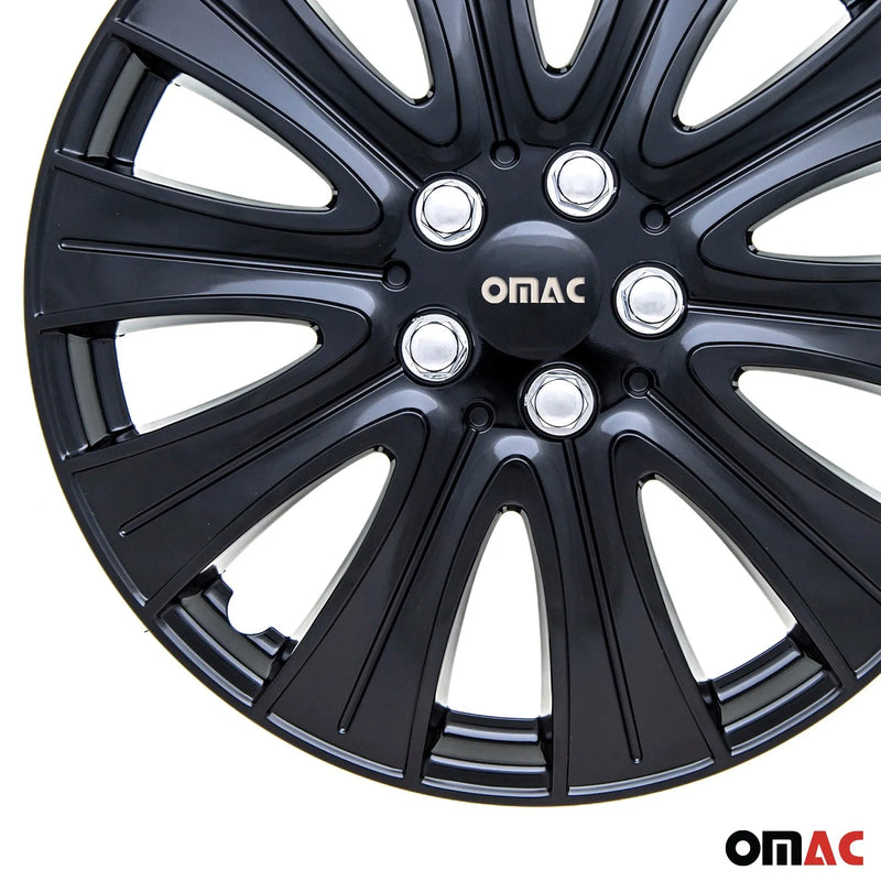 Pisa Hub Caps Wheel Cover 14" Gloss Black & Grey Full Set 4 pcs.