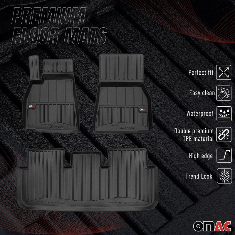 2021-2024 Tesla S Premium Floor Mats Liners Full Set All Weather Heavy Duty Black