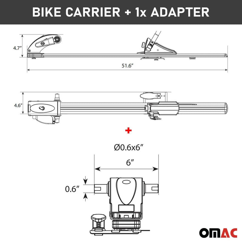 Roof Bicycle Rack Bike Carrier Alu. Upright With Optional 0,8x4,3 inch Fork Kit