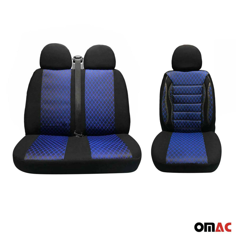 2016-2024 Mercedes Metris Front Car Seat Covers Protector Black & Blue 2+1