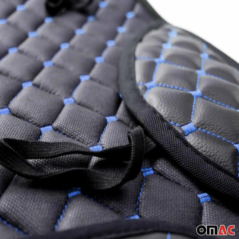 Alfa Romeo Leather Breathable Front Seat Cover Pads Black Blue 1Pc