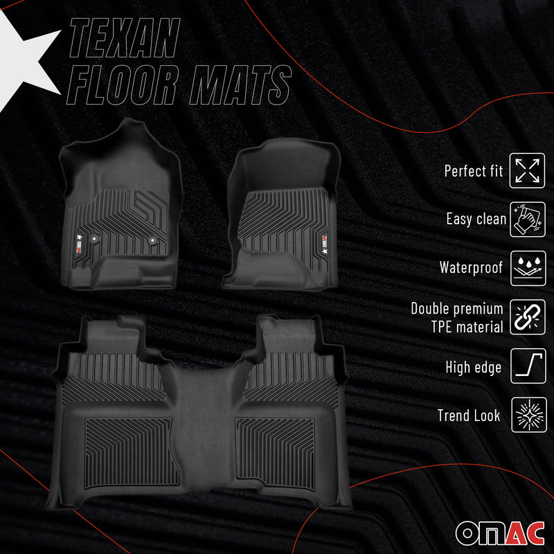 2015-2019 Chevrolet Silverado 1500 CrewCab 2014-2018 / 2500HD 3500HD CrewCab Premium Floor Mats Liners First and Second Row Set