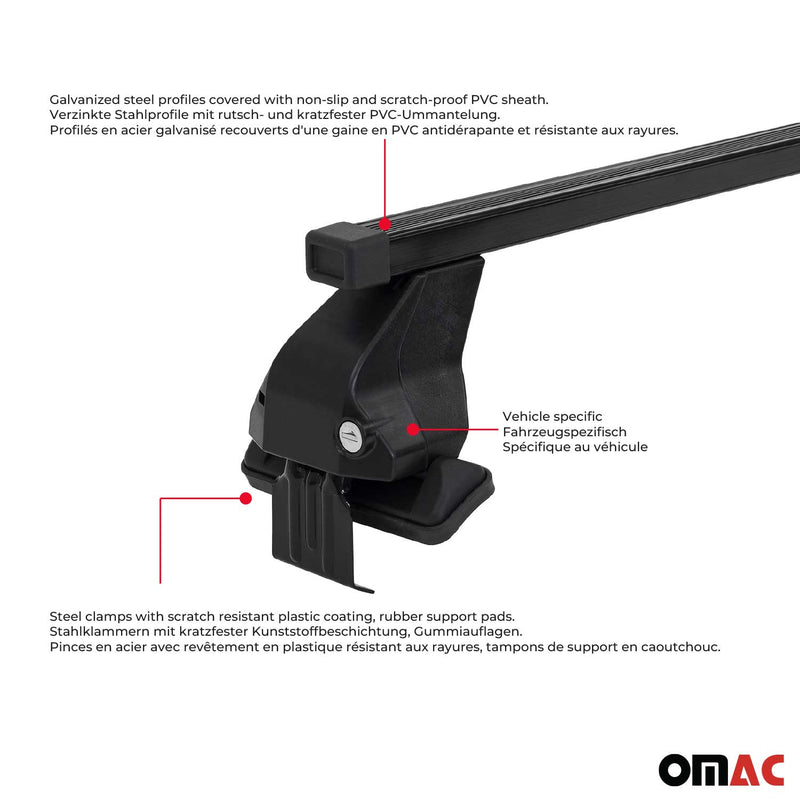 2008-2012 Volvo V50 Roof Rack Cross Bars Black