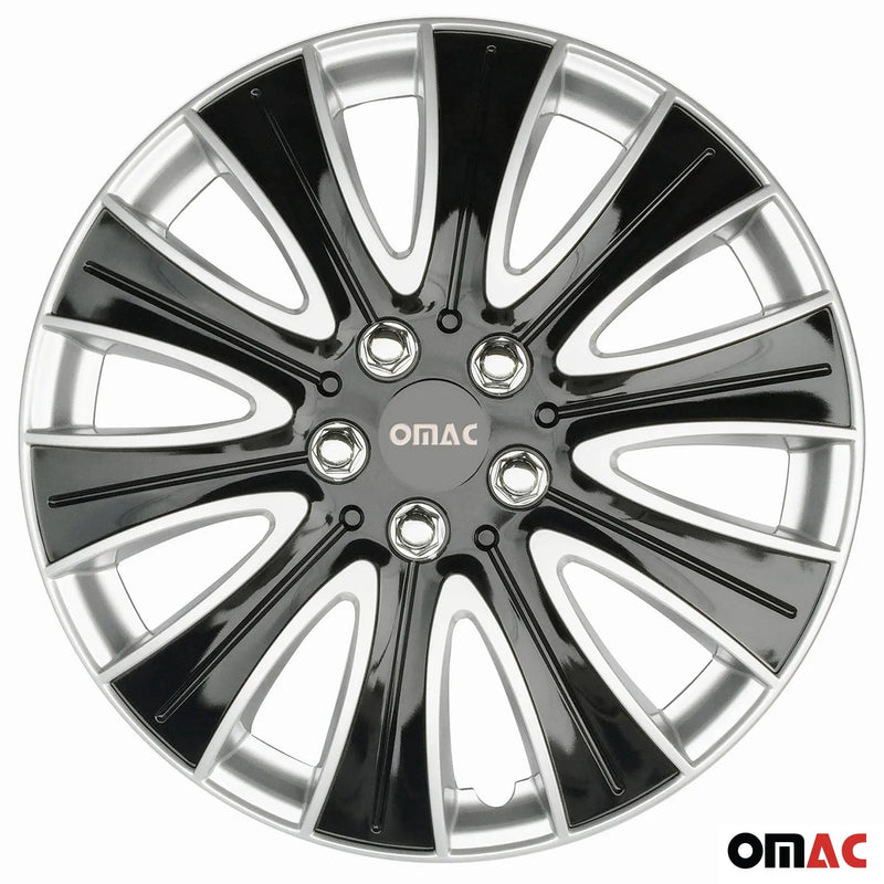 Pisa Hub Caps Wheel Cover 15" Black & Silver Full Set 4 pcs.