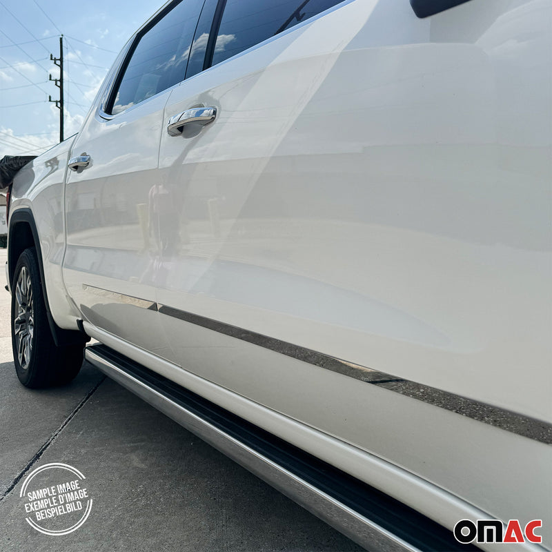 2014-2019 GMC Sierra Crew Cab 1500/2500/3500 Side Door Molding Trim Steel Silver 4x