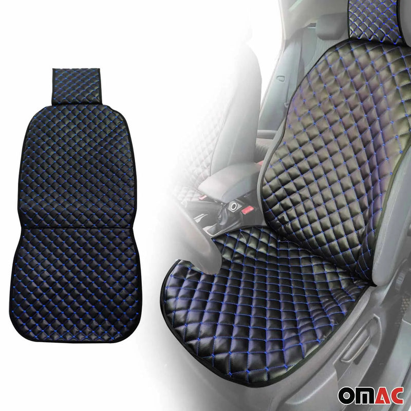 Mercury Leather Breathable Front Seat Cover Pads Black Blue 1Pc