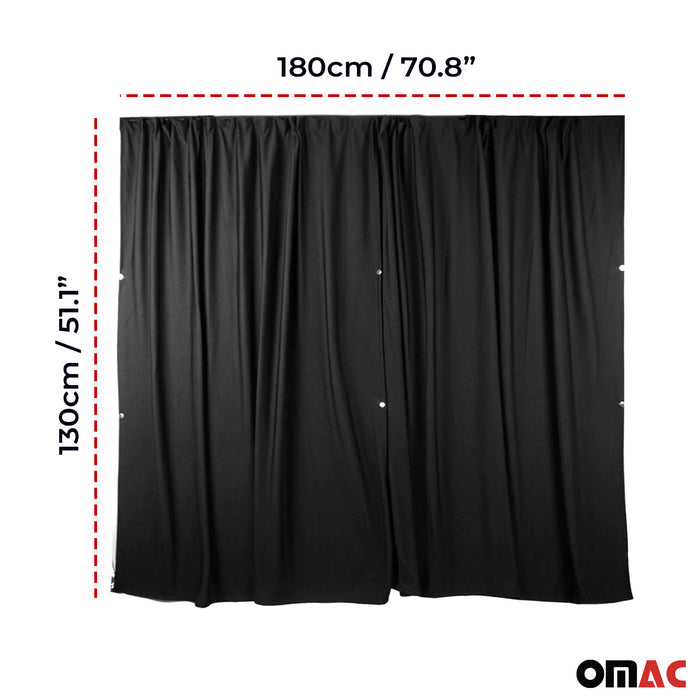 Trunk Tailgate Curtains for GMC Savana Black 2 Privacy Curtains