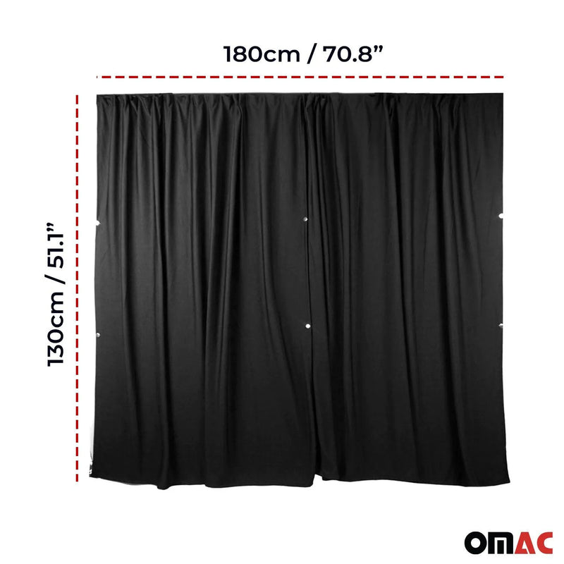 GMC Savana Trunk Tailgate Curtains Black 2 Privacy Curtains