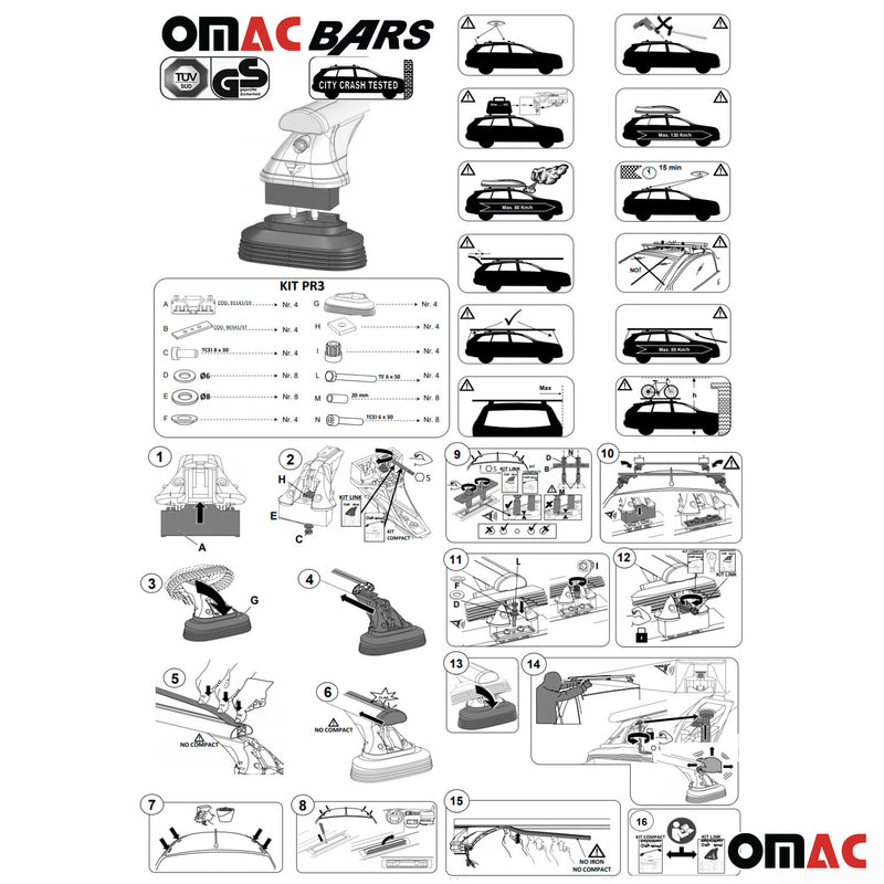 2014-2018 Subaru Forester Roof Rack Cross Bars Black