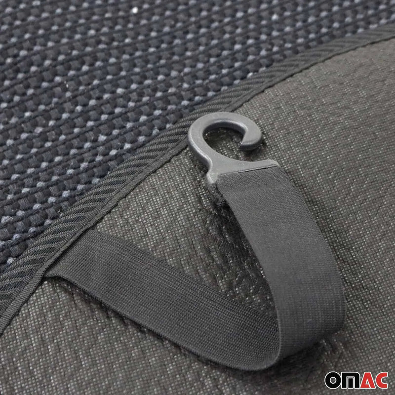 Antiperspirant Odorless Car Seat Cover Pads 2 Piece Set Black with Gray Stitches