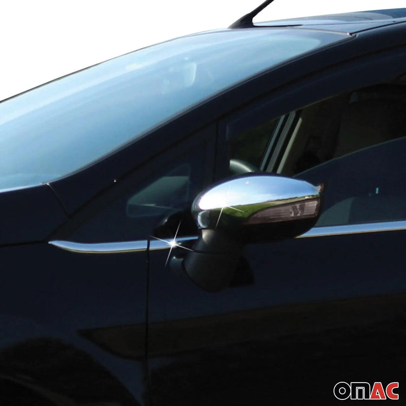 Side Mirror Cover Caps Fits Ford Fiesta / B-Max 2011-2019 Chrome Steel Silver 2x - OMAC USA