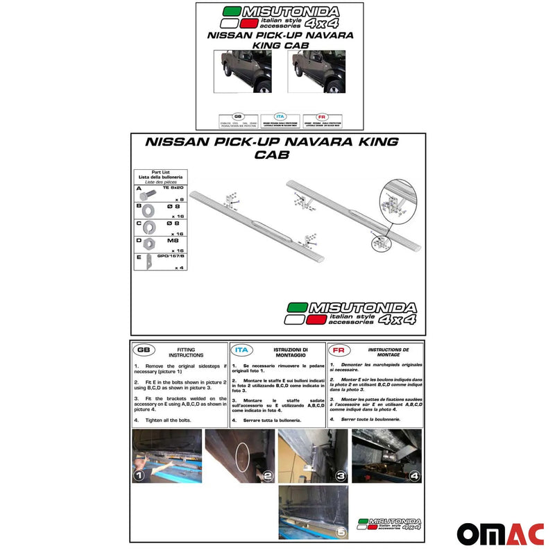 2005-2024 Nissan Frontier Running Boards Side Steps Silver