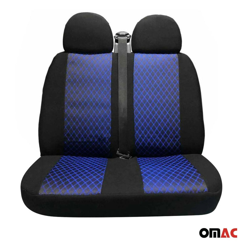 2016-2024 Mercedes Metris Front Car Seat Covers Protector Black & Blue 2+1