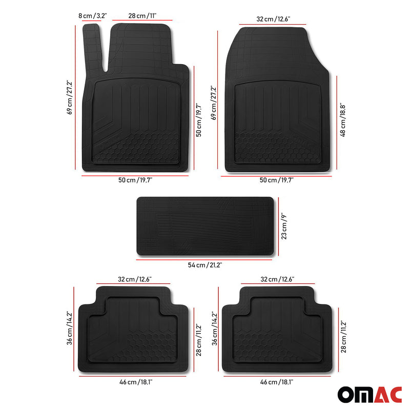 Semi-Custom fit Floor Mats Liner All Weather for GMC 3D Black Waterproof 5Pcs