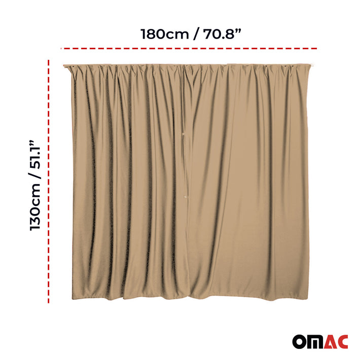 Trunk Tailgate Curtains for GMC Savana Beige 2 Privacy Curtains