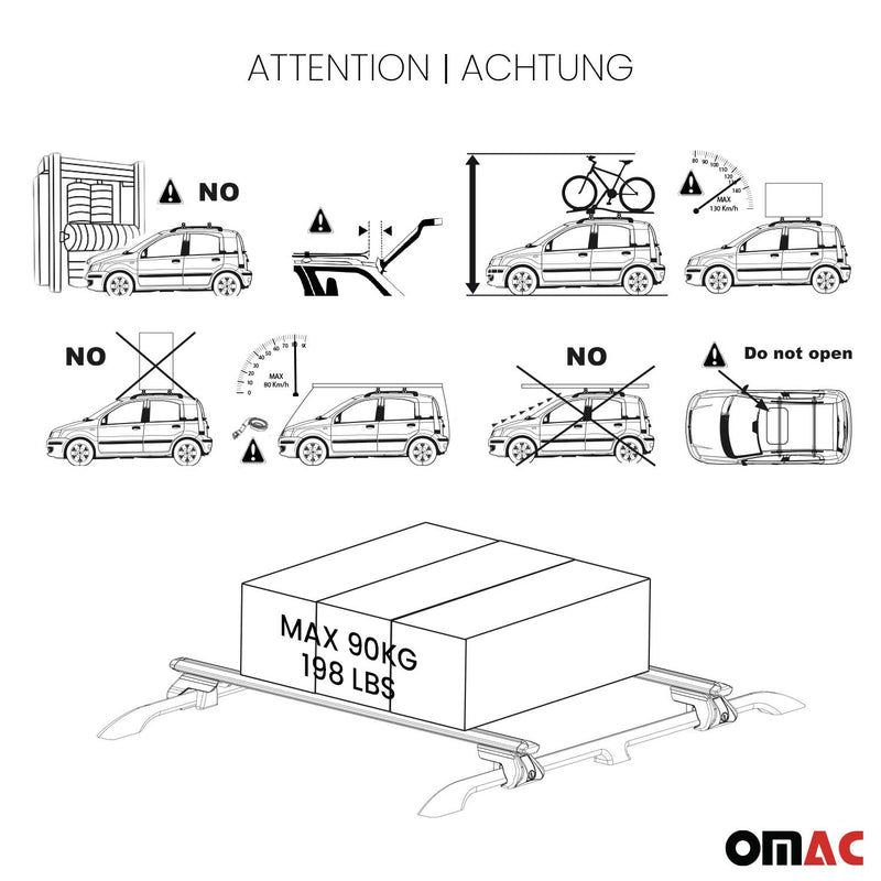 Fits Acura TSX 2011-2014 Roof Rack Cross Bars Silver Luggage Carrier 2 Pcs