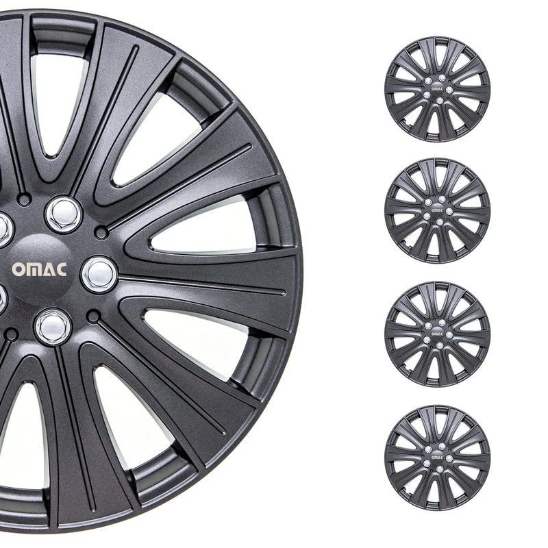 Pisa Hub Caps Wheel Cover 16" Gun Metal Grey Full Set 4 pcs.