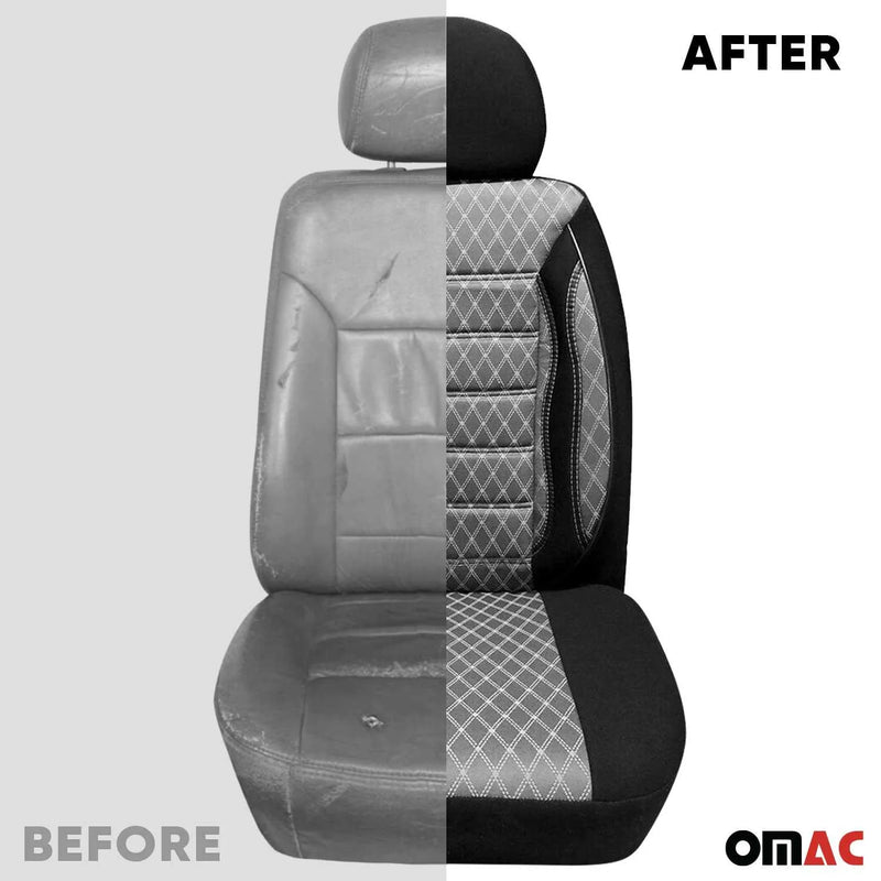 Fiat Front Car Seat Covers Protector Gray Black Cotton Breathable