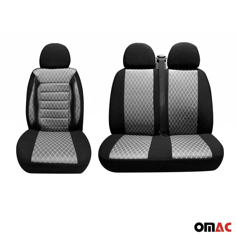 2016-2024 Mercedes Metris Front Car Seat Covers Grey & Black 2+1 Set