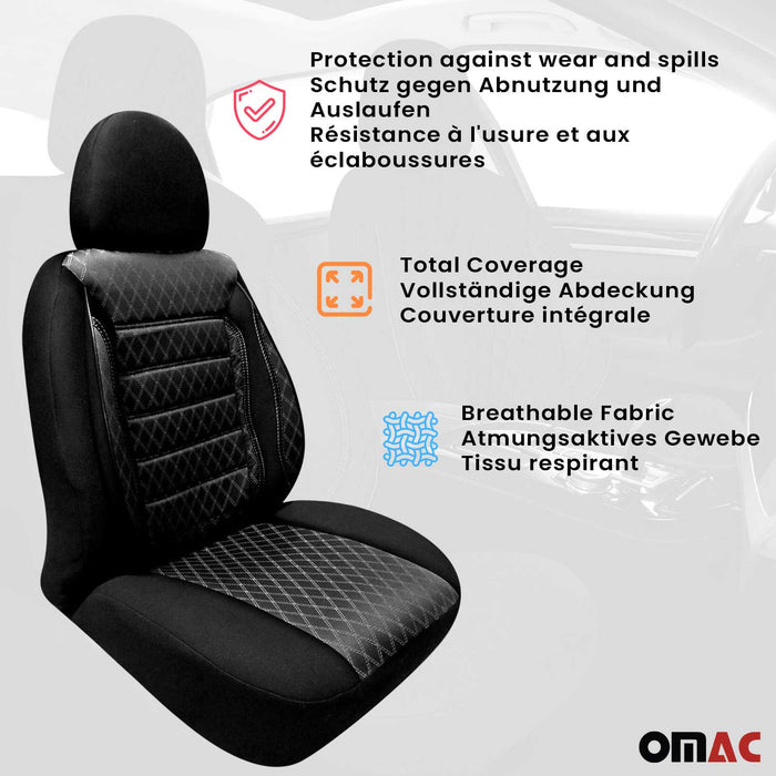 Front Car Seat Covers Protector for RAM Promaster 2014-2024 Black 2+1 Set