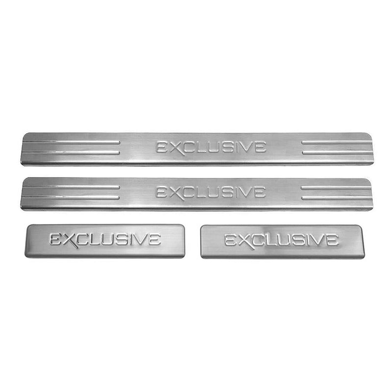 Dodge Door Sill Scuff Plate Scratch Protector Exclusive Steel Silver 4 Pcs