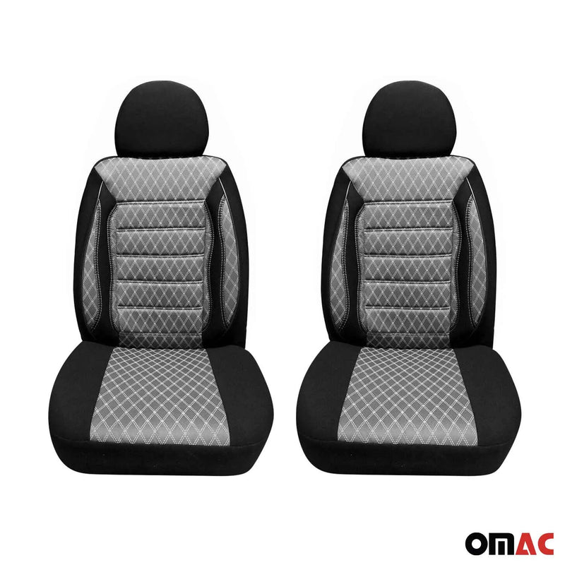 2x Car Front Seat Cover Cushion Breathable Protection Non Slip Grey Black