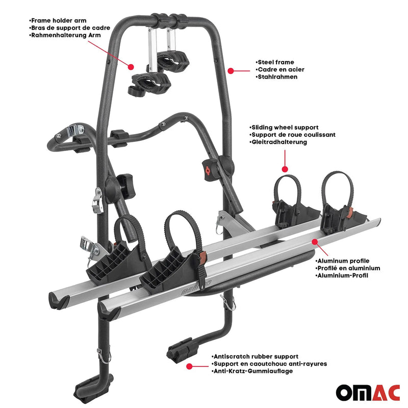 2005-2012 Mercedes A Class W169 Alu 2 Bike Rack Carrier Trunk Bike Rack Black Gray